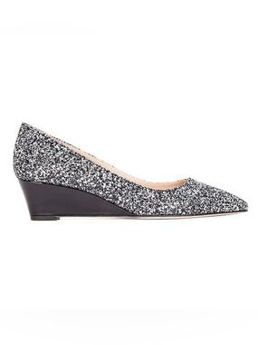 Viajiyu Italy Womens Silver Glitter Pointed-Toe Wedge heels EU 39/ US 8.5-9